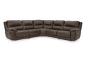 5 Seater Modular L-shaped Leather Recliner Lounge with Three Electric Recliners - Seaford